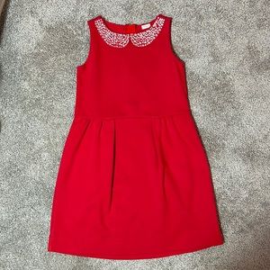 Red CREWCUTS sleeveless dress with jewel collar sz 8